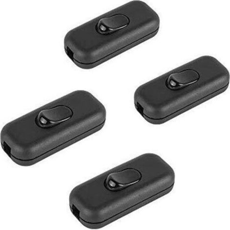Interruttore bipolare da 6 A, interruttore in linea per cavo per piccoli elettrodomestici o lampade, nero - Confezione da 4 - Crezuo