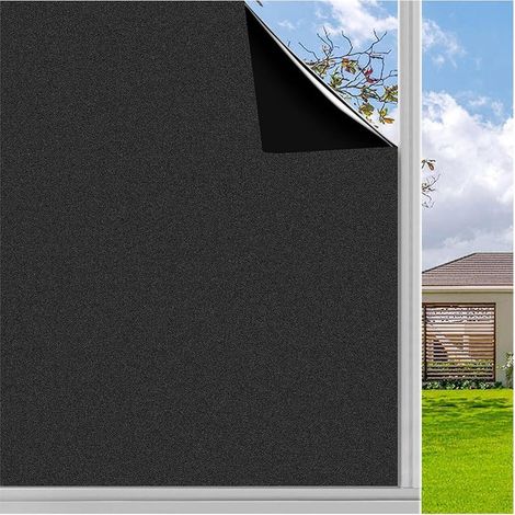 Fenêtre Auto-Adhésif Verre Dépoli Film Intimité Opaque Anti-UV Statique pour Salle de Bain Bureau Noir Mat 45 x 200cm (1/5)