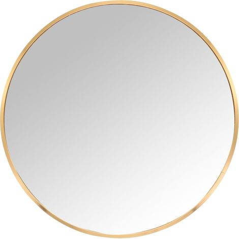 Miroir Rond en métal doré Ø 60 cm, Mural pour Couloir, Salle de Bain, Salon, Cadre Robuste, 60x60x3 cm (1/5)