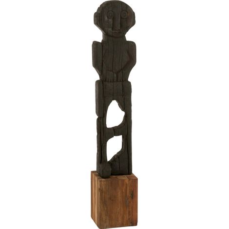 statue mara bois noir naturel décoration ethnique artisanale - Noir profond et bois naturel