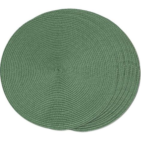 Sets de table, lot de 6, synthétiques, antidérapants, ronds, tissés, servant également de dessous de verre ou de napperons, résistants à la chaleur pour la cuisine. (1/5)