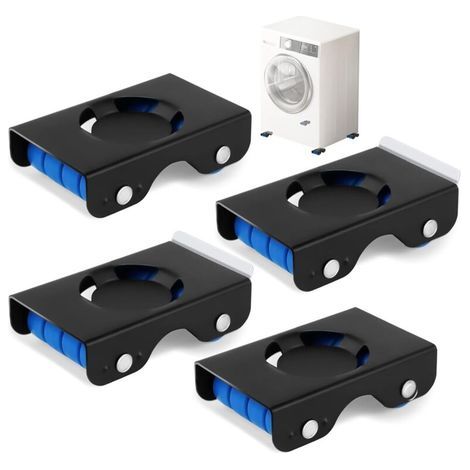 Support Mobile Lave-Linge Meubles Roulettes avec Frein, Base Universelle en Alliage, Capacité 700 kg, Antidérapant et Résistant à l’Humidité, 4 Roues Silencieuses pour Appareils Électroménagers (1/5)