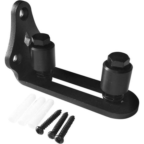 Butée Porte Grange Noir Guide Sol Réglable pour Rail de Porte Coulissante Stop Pendule Robuste (1/5)