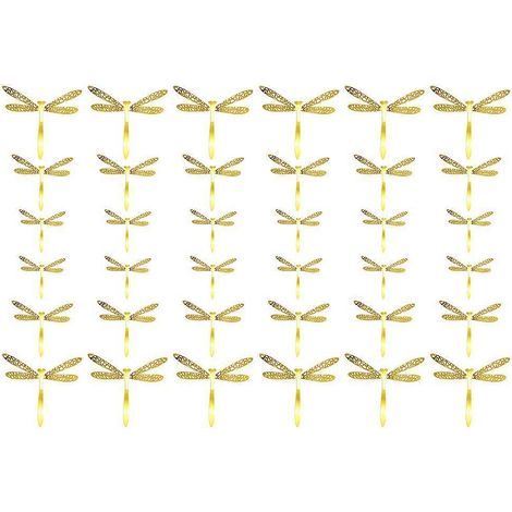 36 Libellen-Wanddekorationen für Zuhause – Exquisite Papierornamente – 12,00 x 8,50 x 0,10 cm – Gold (1/3)