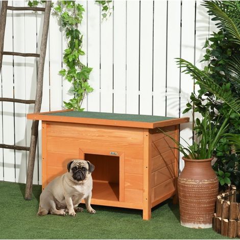 Niche pour chien d’extérieur en bois, toit ouvrant étanche, 82 x 58 x 58 cm, jaune (1/5)