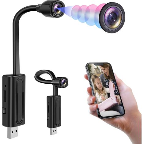 Caméra Cachée WiFi 2.4 GHz, Micro Caméra Espion sans Fil HD 1080P USB, Minicaméra Espion Cachée avec Détection de Mouvement et Vision à Distance (1/5)