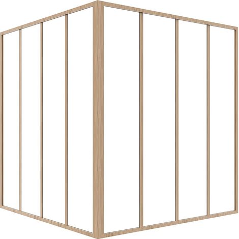 Verrière d'angle d'atelier en aluminium thermolaqué - L120 x L120 x H130 - Naturel clair - BAYVIEW