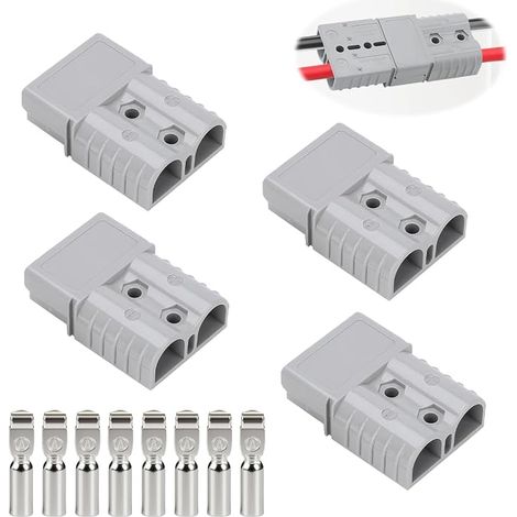4 Pièces Connecteur Batterie 50A 600V Kit, Prise Connexion Rapide avec 8 Cosses Câble 6-10 AWG Cosses Cuivre Plaqué Argent Borne de Batterie pour Voiture Camping-Car Caravane Treuil Panneau Solaire (1/5)