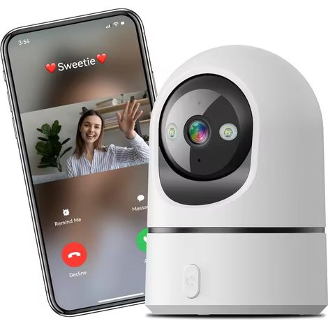 Caméra de Surveillance Intérieure WiFi 2,4/5,8 GHz 5MP/2K, Caméra IP PTZ 360° avec Appel Vidéo en Un Clic, Vision Nocturne IR 25 m, Détection de Mouvement, Audio Bidirectionnel, Zoom Numérique 4X, Sto (1/5)