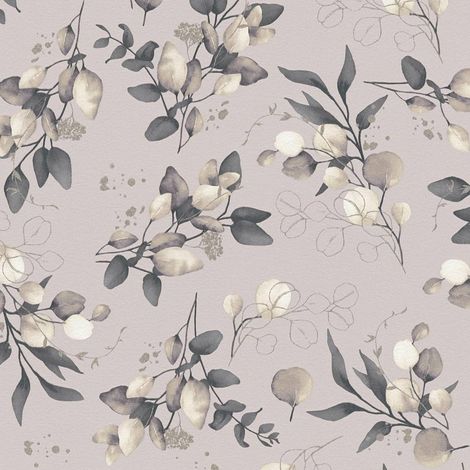 Vliestapete Beige Blumen Tapete Gemustert versetzter Ansatz Pure Elegance