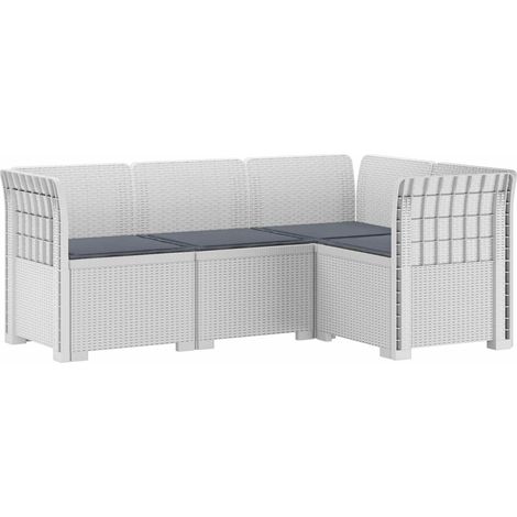 Divano da Giardino 4 Posti con Cuscini Aspetto Rattan PP Bianco vidaXL (1/5)