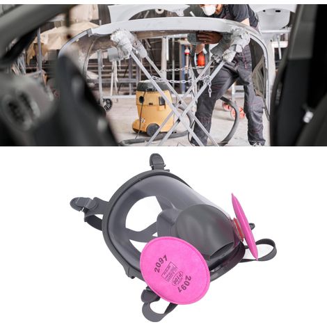 Masque respiratoire intégral en coton filtrant 6800+P100, réutilisable, adapté à la protection pour les travaux en extérieur, la peinture, le soudage, la construction ferroviaire, etc. (1/5)