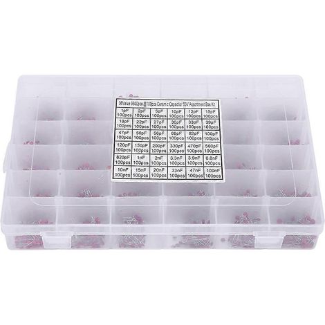 3600 Stück Keramikkondensatoren, Spezifikation 36, Inline 1pF-100nF 50V, Klassifizierungsbox-Kit