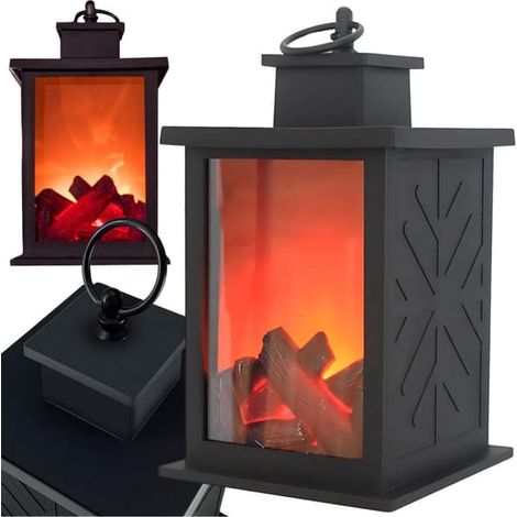 Lanterne décorative à LED - Cheminée électrique à piles (1/5)