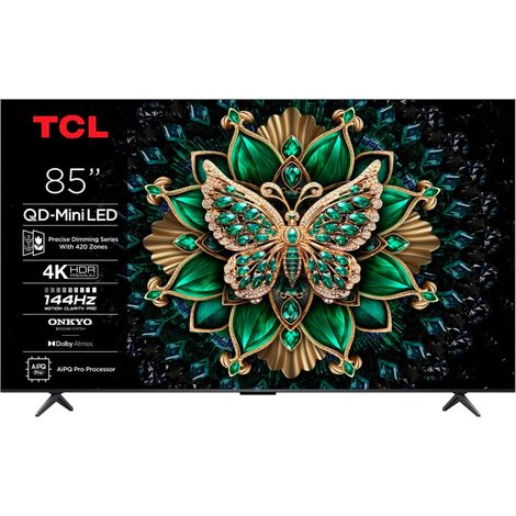 TCL – Téléviseur QLED 85 pouces UHD 4K – Taux de rafraîchissement 120Hz – Smart TV avec Ambilight – 4 ports HDMI