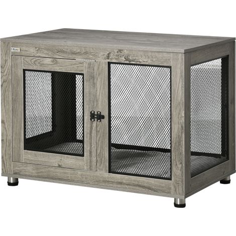 2-in-1 Dog Cage & Side Table,  Two Doors, Cushion, for Large Dogs (1/5)