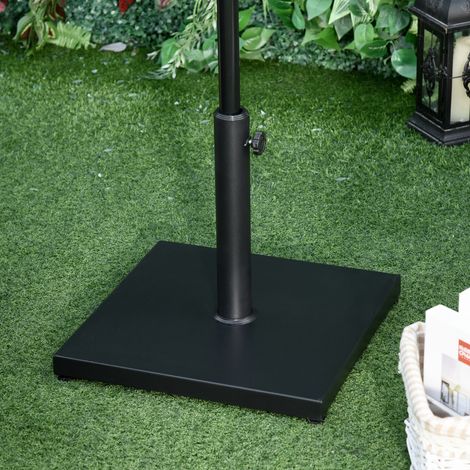 Quadratischer Sonnenschirmständer für den Außenbereich, Ø 35, 38 und 48 mm, Nettogewicht 18 kg, für Garten, Terrasse, Balkon, schwarz