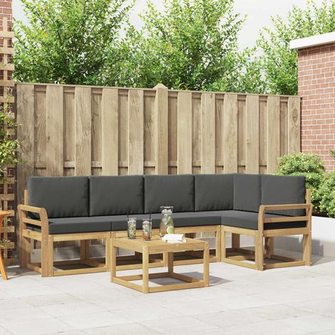 vidaXL Outdoor-Sofagarnitur 6 pcs Weiß und Anthrazit Massivholz Akazie (1/5)