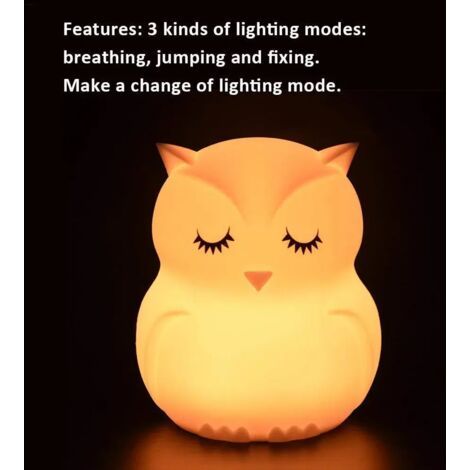 Grande taille Hibou Veilleuse Enfants, Veilleuse de Bébé, Lampe de Chevet, Lampe de Table, Chambre Lampe, 9 Couleurs Rechargeable LED Veilleuse (Télécommande + Tactile Dimm) - Grande Hibou (1/5)