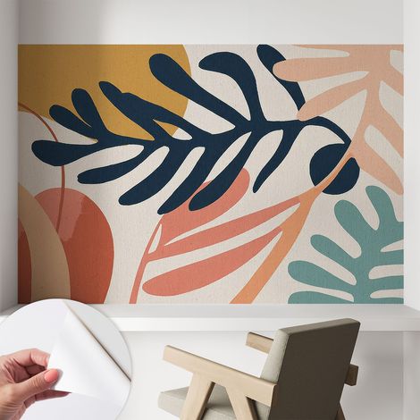 Carta da parati autoadesiva - fotomurale - decorazione parete - stile elegante - decorazione casa - Motivi fogliati 104x70 cm (1/5)