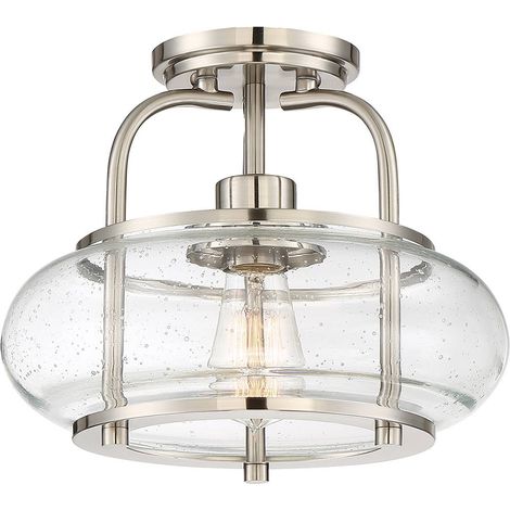 Elstead Trilogy 1 Lumière Semi-Plafonnier, Nickel Brossé, E27 (1/5)