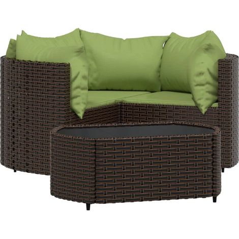 Set Mobili da Giardino 4 pz con Cuscini in Polyrattan Marrone vidaXL (1/5)