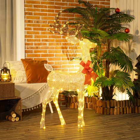 Reno Luminoso de Navidad Decoración de Navidad con 137 LED Blanco Cálido Illuminación Navideña para Hogar Jardín Dorado (1/5)