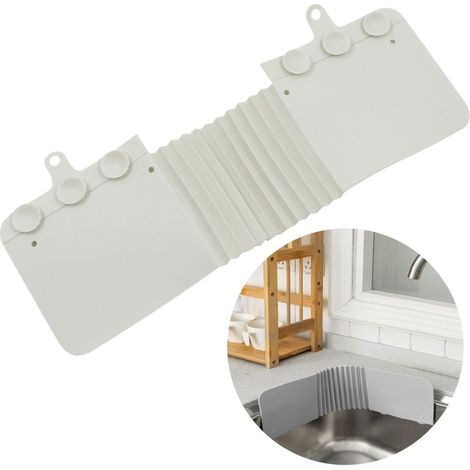 Lavello paraspruzzi Protezione per lavello - Anti-spruzzi d'acqua Deflettore per il lavaggio dei piatti Cucina per bagno Vasca da bagno Acqua Cucina Bagno Accessori per la casa impermeabili, Off-Weiß