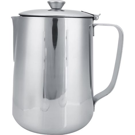 Café en Acier Inoxydable, Tasse Tasse à Lait Mousseur Pichet avec Couvercle pour Latte Art 2000 Ml Art Office Cuisine 2000 Ml (2000ml) (1/5)