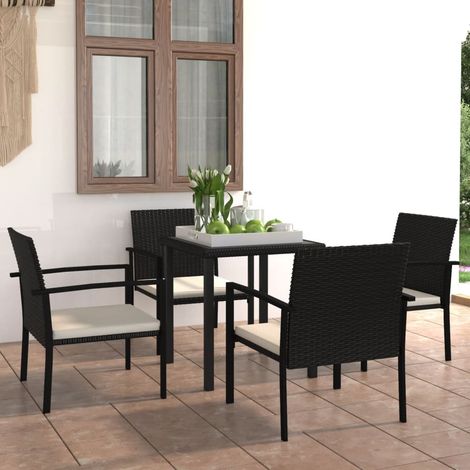 Set da Pranzo da Giardino 5 pz in Polyrattan Nero vidaXL (1/5)