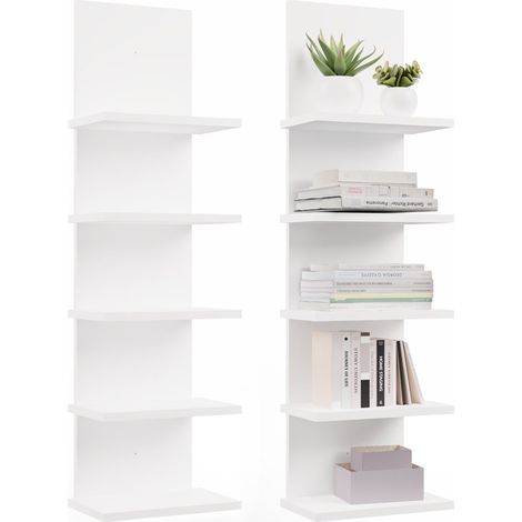R5P - 5 librerías, para escritorio, salón o dormitorio infantil - 29,5x100x19 cm - BLANCO (1/5)