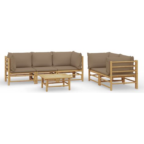 Maison Exclusive - Set Salotto da Giardino 6pz con Cuscini Tortora Bambù
