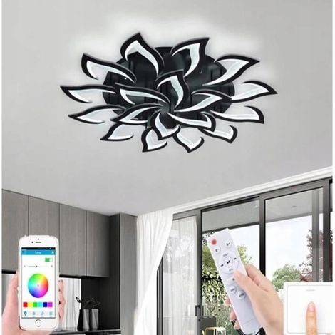 COMELY Plafoniera LED in Acrilico a Coda di Rondine 18 Teste, 120W, 1100mm, Nera Dimmerabile con Telecomando (1/4)