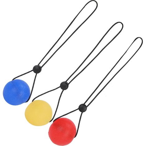 Lot de 3 Balles de Massage Anti-Stress pour Rééducation Mains et Poignets, Entraînement de Force, Souple et Ferme (Jaune 15°, Rouge 25°, Bleu 30°) (1/5)