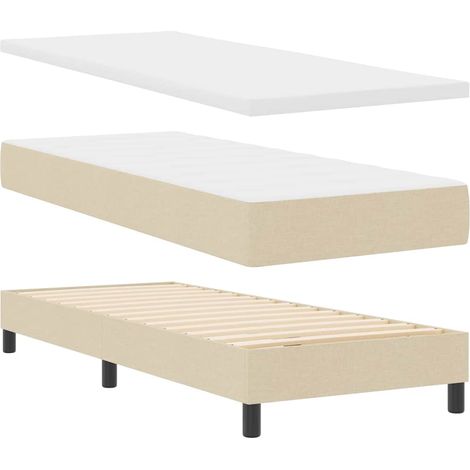 Lit simple,Lit Adulte,Lit boxspring avec matelas avec matelas Crème 80 x 200 cm (1/5)