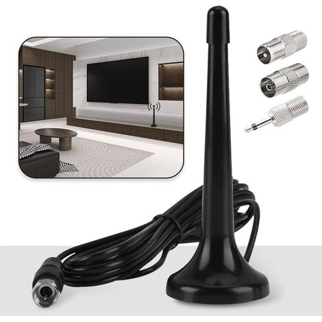 Antenne Radio Intérieure Télescopique FM/Dab avec Base Magnétique - Réception Haute Fidélité, Câble d'Extension de 3m, Idéale pour Tuners Portables et Récepteurs Hi-FI, Installation Facile (1/5)