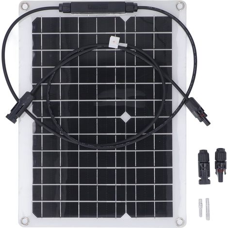 GARRYFIZH Kit solaire flexible compact 18 V 15 W pour recharger une batterie, caméra de sécurité, portail automatique, poulailler, bateau, installation hors réseau.