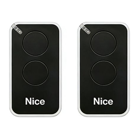 Lot de 2 télécommandes pour Nice INTI2B 433.92MHz, 2 canaux, pour systèmes d'automatisation de portails et de garages, noir