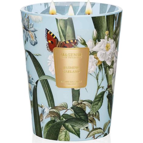 Große Duftkerze Jasmin im Glas 3 Dochte 990g 150h Brenndauer Sojakerze (1/5)
