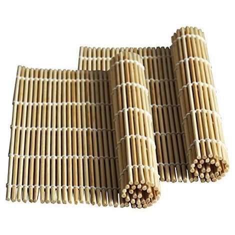 Tapis À Sushi - Bambou Naturel - 23 cm x 24 cm - Pour Rouler Sushis Nori Maki - Lot De 2 (1/5)