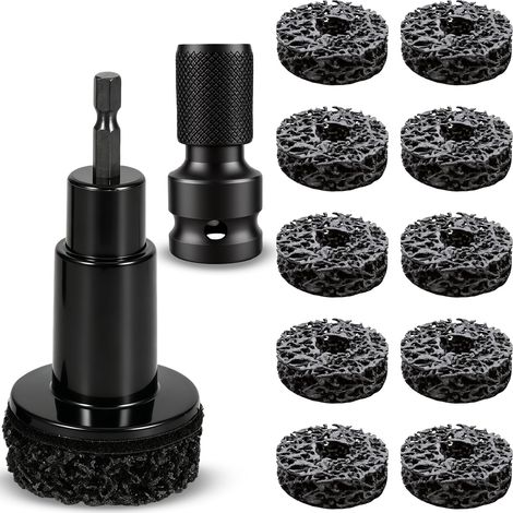 Boulons de roue et meuleuse de moyeu de roue avec 10 disques abrasifs, outil de nettoyage de moyeu de roue, convient pour perceuses ou visseuses à percussion de 1/2", élimination rapide de la (1/5)