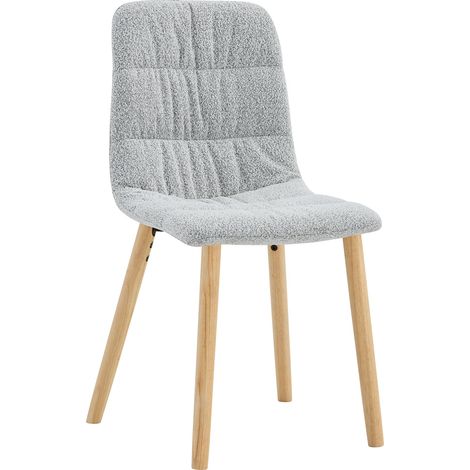 Chaise de salle à manger nordique avec tissu gris clair et pieds en bois massif, lot de 2 (1/5)