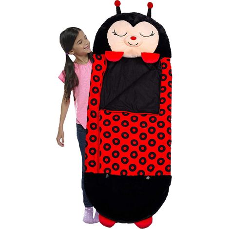 (Connaissances non traitées) Sac de couchage paresseux pour enfants, pyjama enduit, couverture de sieste 12643cm (coccinelle noire) Interdit aux États-Unis, violation protégée (1/5)