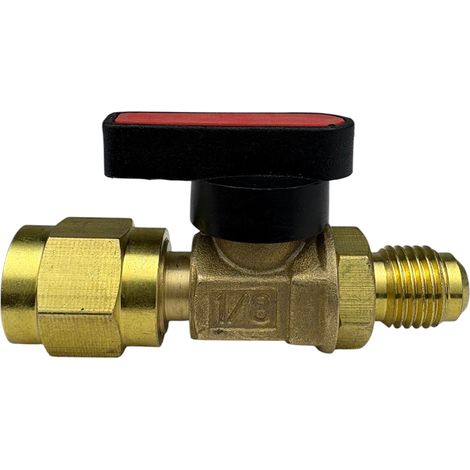 Rubinetto per Bombola Gas Refrigerante R32 R290 SX Sinistro con Uscita 1/4" - Attacco in Ottone per Fruste e Manometri