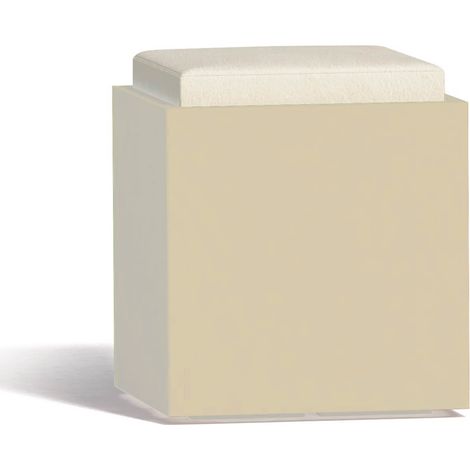 Puf de diseño moderno, 40x40 cm, H47,5 cm, en polímero blanco con cojín, para uso interior y exterior - Fabricado en Italia - Monacis (1/3)