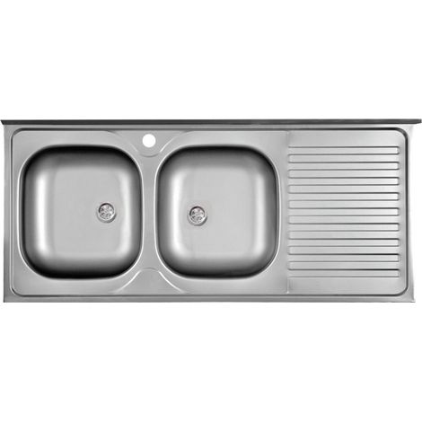 lavello da cucina con doppia vasca a sinistra e gocciolatoio 120x50 cm (1/2)