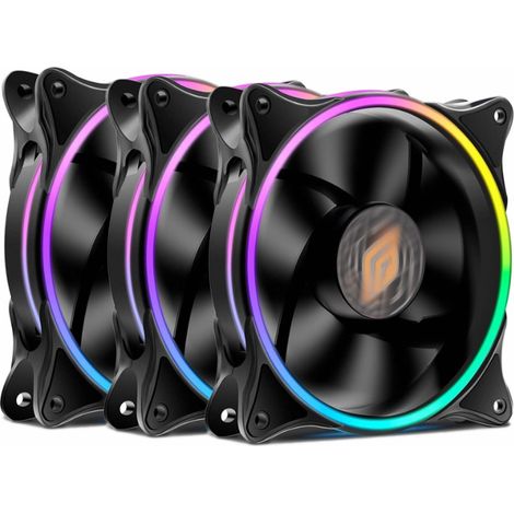 Kit 3 Pz Ventole Noua Notus Black Dual Halo 18 Led RGB 120X120X25 mm con Controller (1/5)