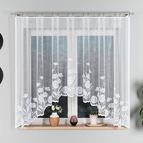 ARALIA - Cortina jacquard confeccionada con corte en la parte inferior - 300x160 cm - blanco (1/5)