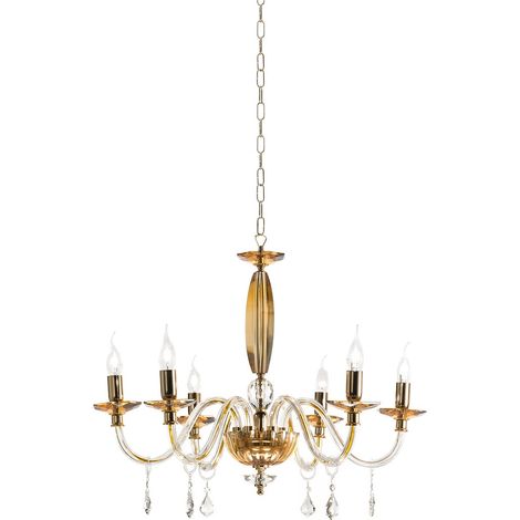 Lustre classique en verre et cristal 6 lumières Cecilia 6 (1/2)