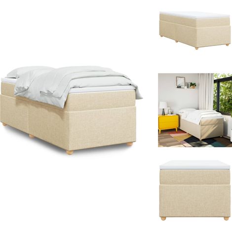 Boxspringbett mit Matratze Creme 90x190 cm Stoff - Boxspringbett - Doppelbett - Cremefarbenes Bett - Betten Günstig Kaufen - Schlafen (1/5)